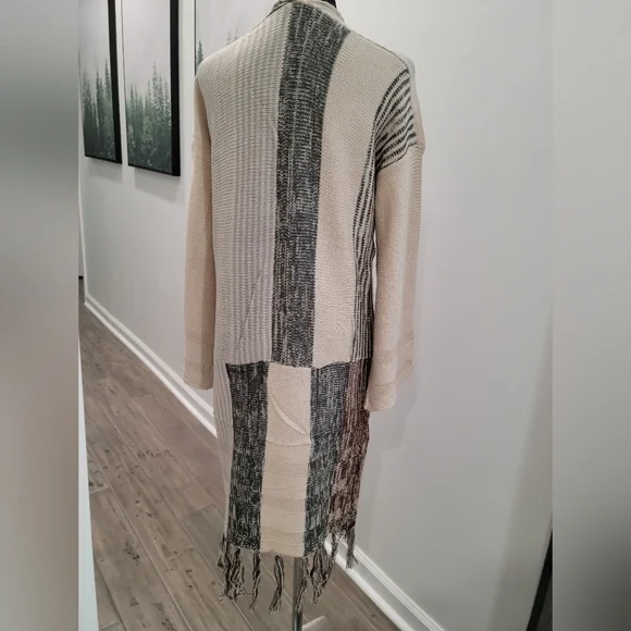 CLEARANCE! BOHO Fringe Cardigan Patchwork Knit Sweater NEW! - Picture 5 of 6